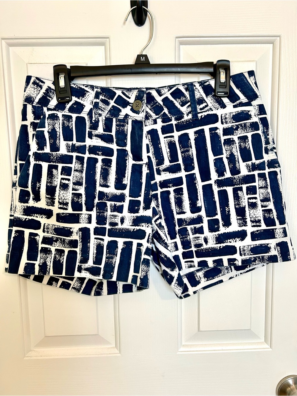 The Limited Navy and White Printed Casual Shorts